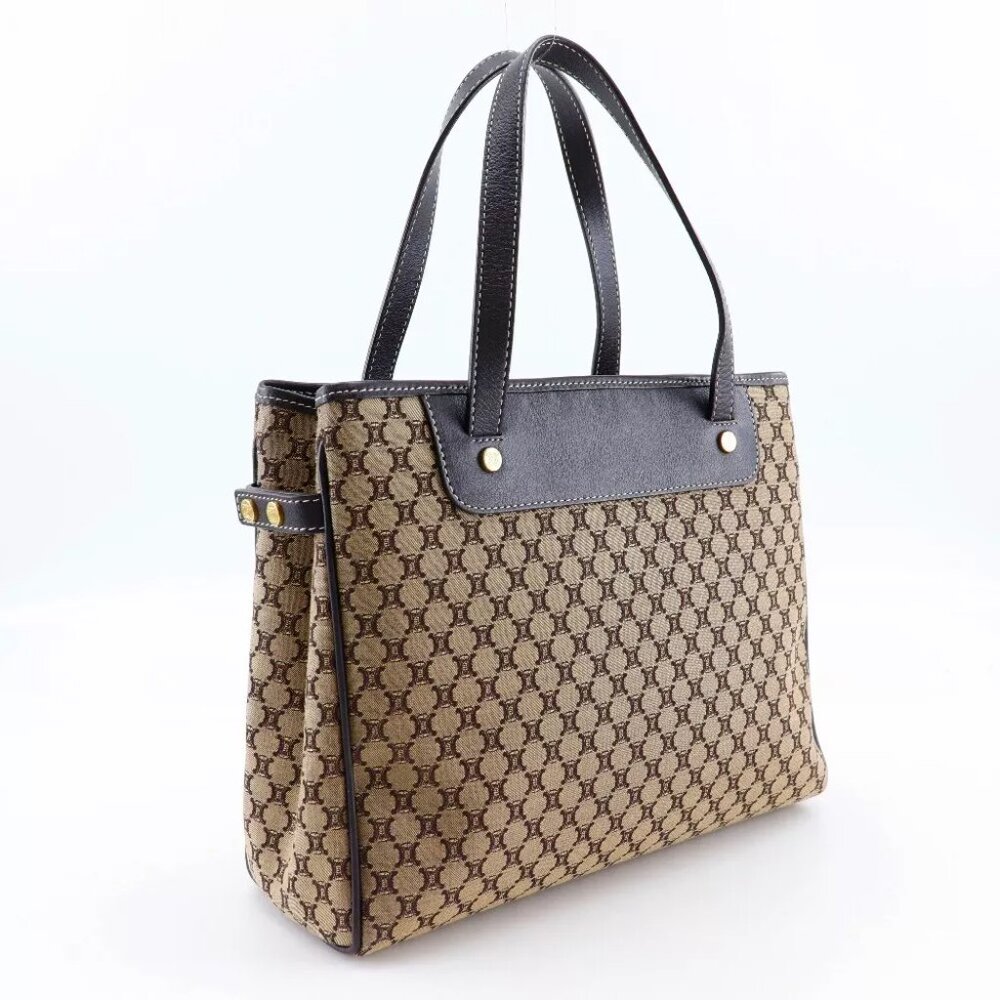 CELINE Macadam Handbag Brown canvas/Calfskin Women - Picture 6 of 8